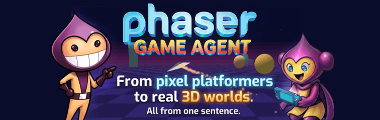 Phaser Game Agent: from pixel platformers to real 3D worlds, all from one sentence